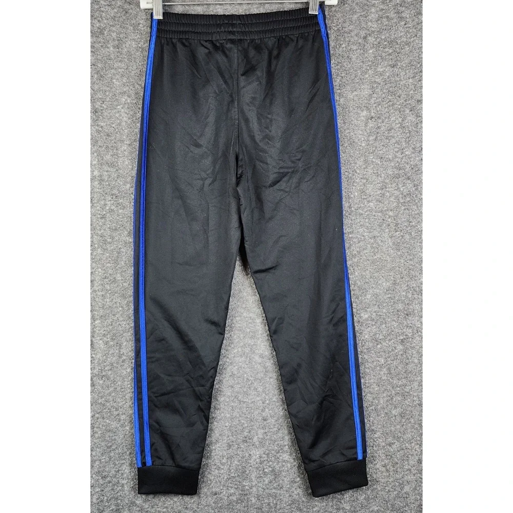 Adidas Joggers Youth Medium 10/12 Black Blue Striped Track Pants AK0162